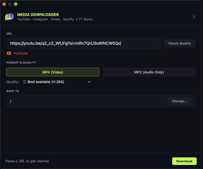 Media Downloader in use